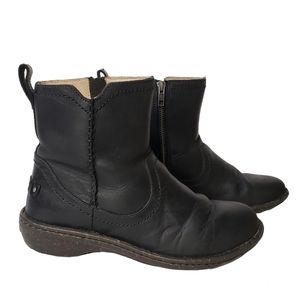 UGG Neevah Black Leather Side Zip Lined Ankle Boots Womens SZ 8